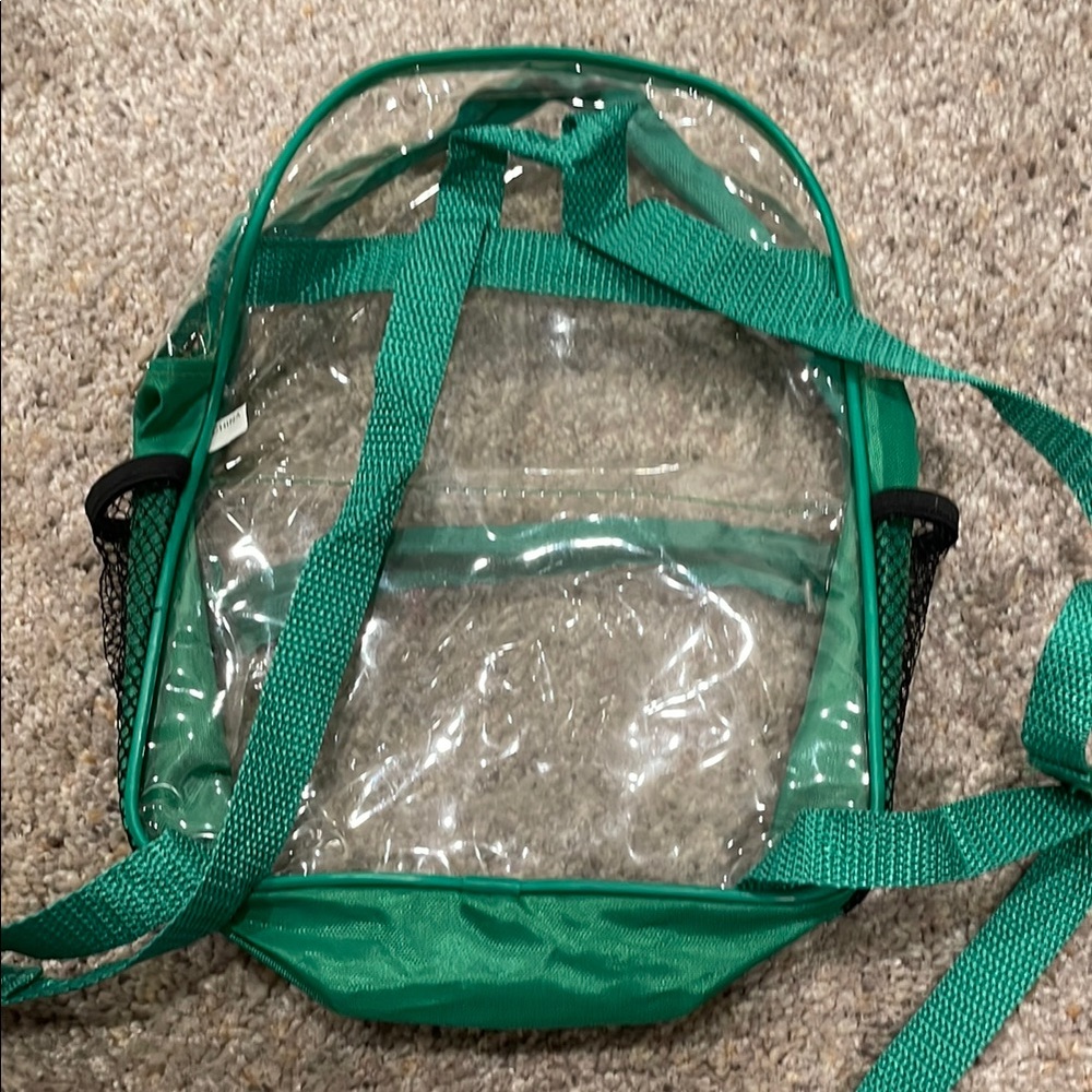 Small Clear Backpack With Green Lining - image 4